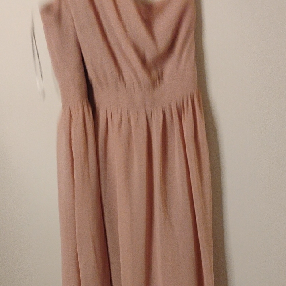 Blush Mark Elegant One-Shoulder Long Pink Dress - Picture 3 of 4